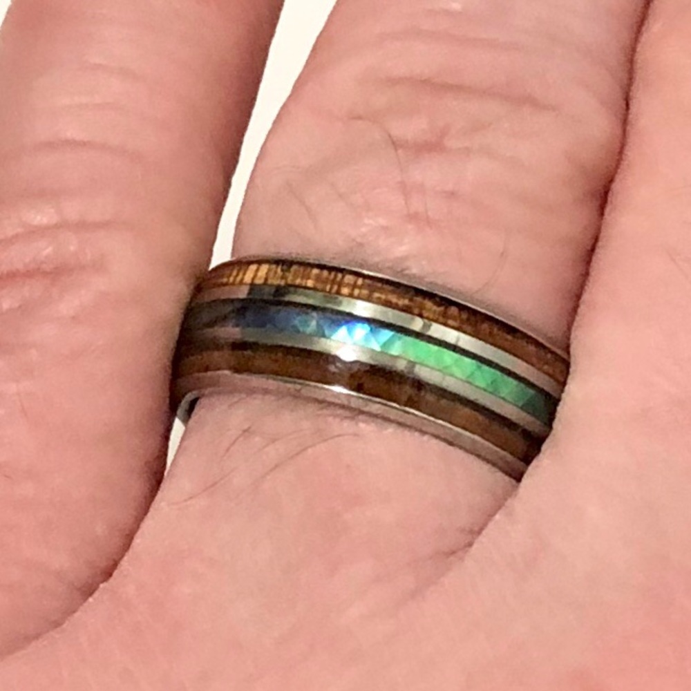 Ring With Wood, And Abalone Shell Inlay. Size 9 - image 4